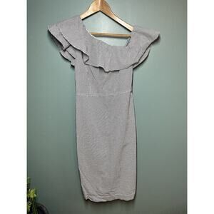 Banana Republic Seersucker One Shoulder Casual Dress Womens Size 2